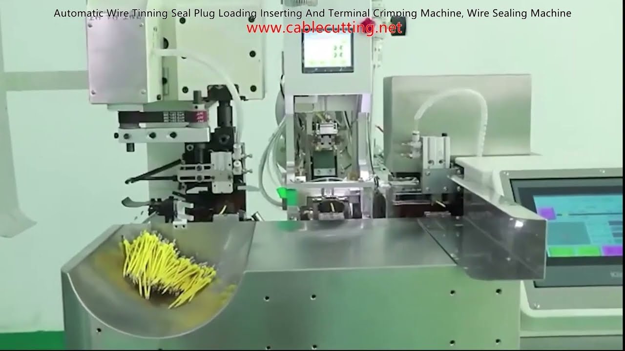 Machine entièrement automatique d'étamage, insertion de bouchon d'étanchéité et sertissage de bornes – Scellement de fils